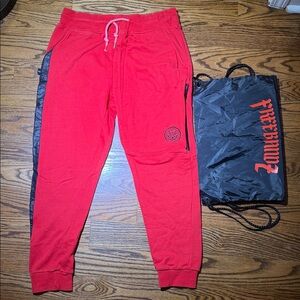 Red Joggers with Black Side Stripes Freebandz Sz L